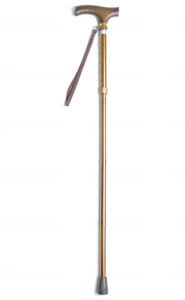 ウェルファン 夢ライフステッキ 折りたたみ伸縮型(スリムタイプ) ブラウン 1個(ご注文単位1個)【直送品】