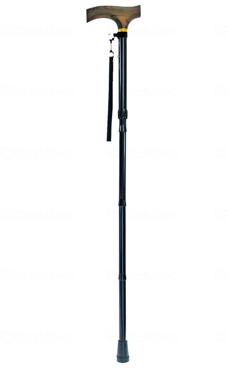 ウェルファン 夢ライフステッキ 折りたたみ伸縮型(スリムタイプ) ブラック 1個(ご注文単位1個)【直送品】