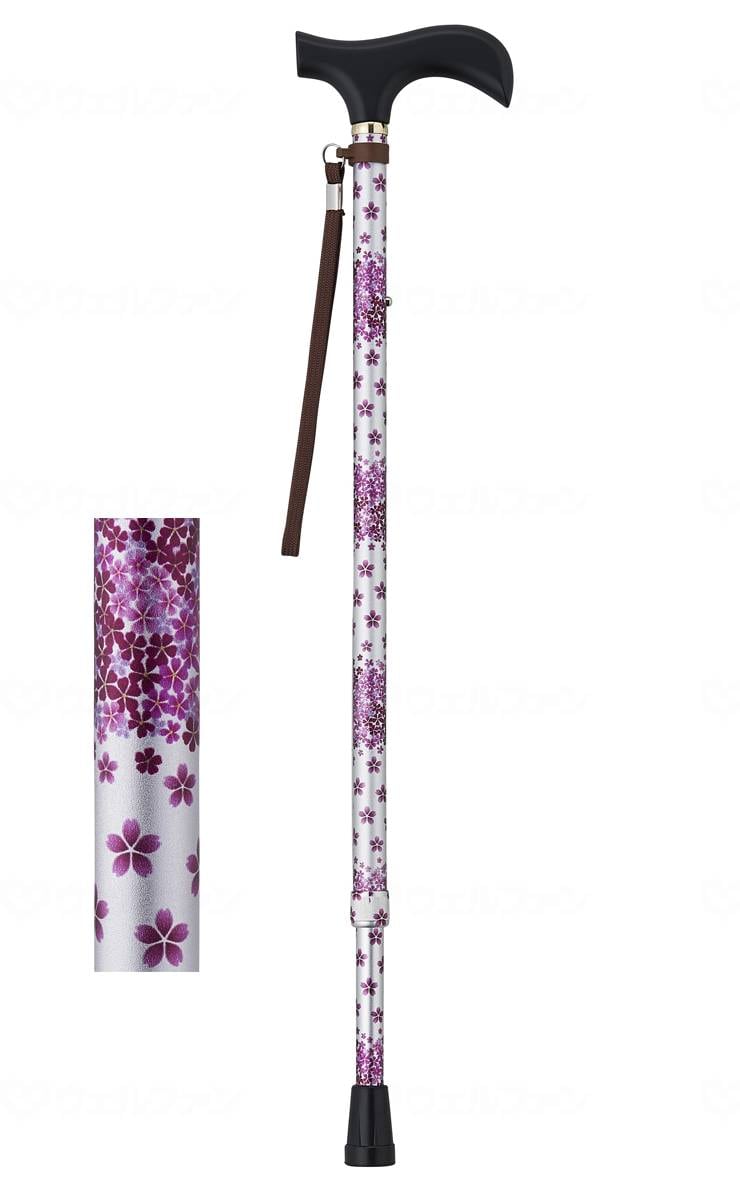 ウェルファン 夢ライフステッキ 柄杖伸縮型(スリムタイプ) シルバーフローラル 1個(ご注文単位1個)【直送品】