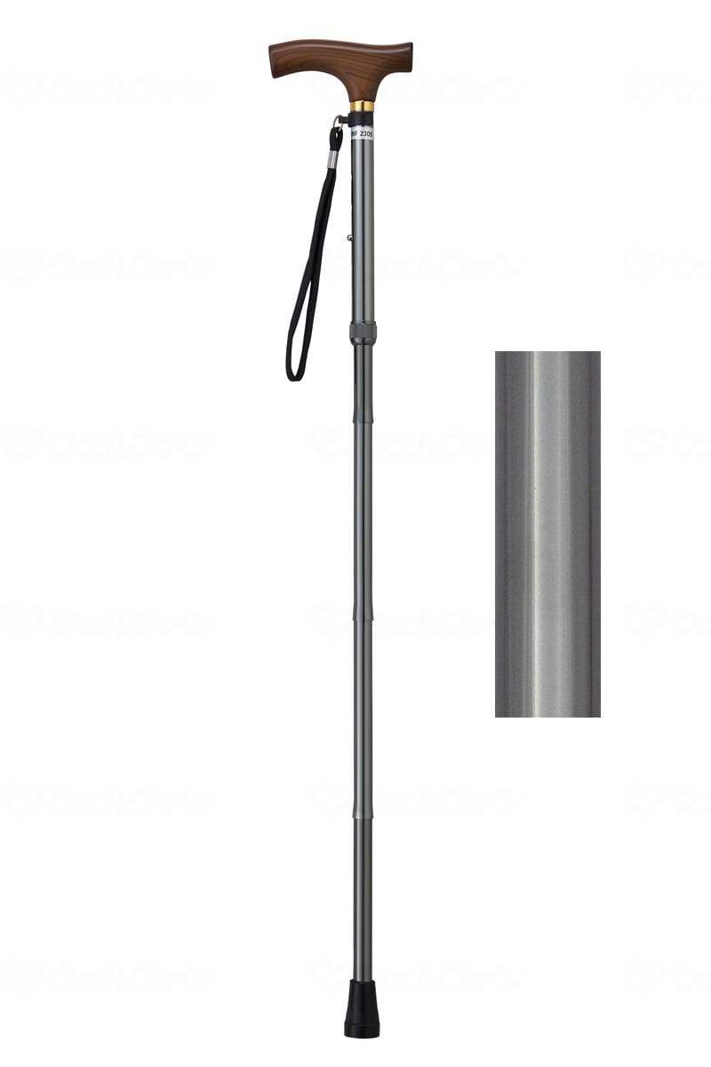 ウェルファン 夢ライフステッキ 折りたたみ伸縮型(スリムタイプ) グレー 1個(ご注文単位1個)【直送品】