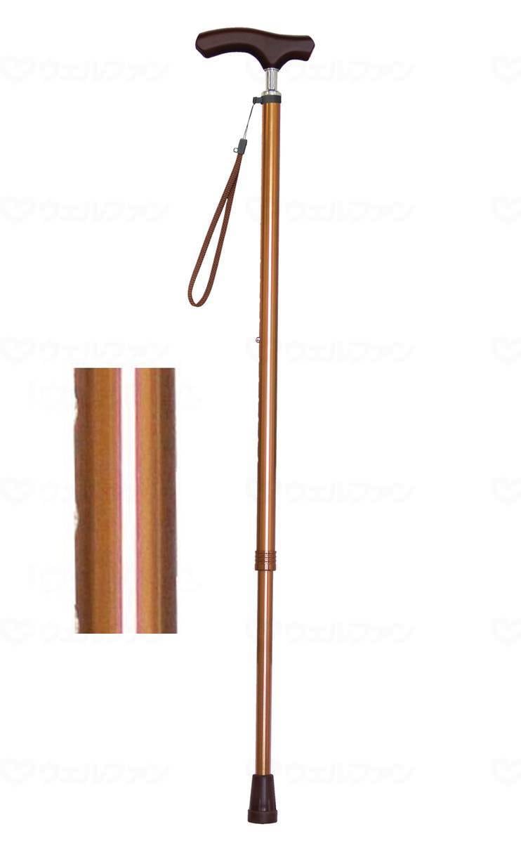 ウェルファン 夢ライフステッキ スリムネック伸縮スリムタイプ(無地) ブラウン 1個(ご注文単位1個)【直送品】