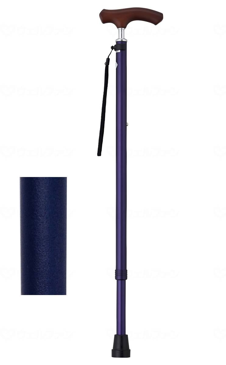 ウェルファン 夢ライフステッキ スリムネック伸縮ベーシックタイプ(無地) ネイビー 1個(ご注文単位1個)【直送品】