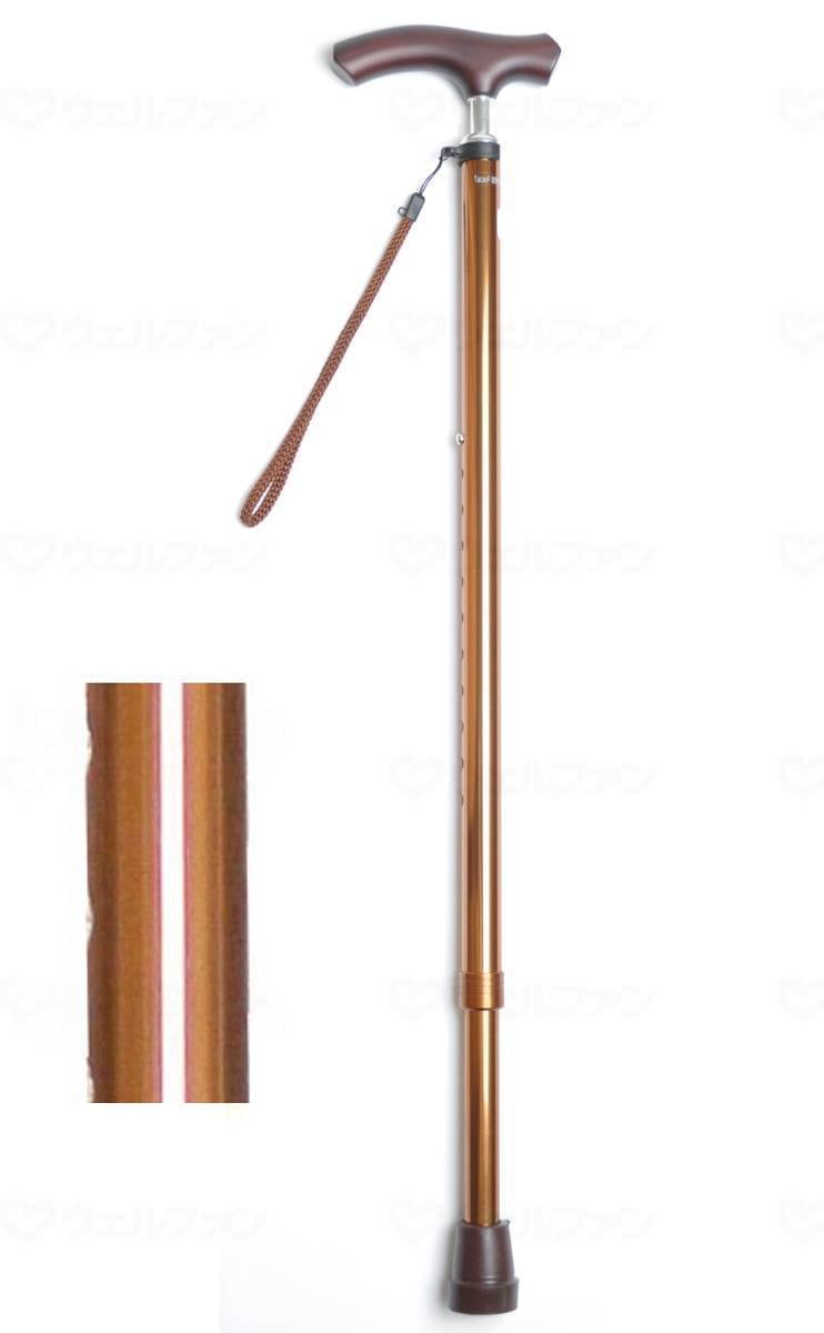 ウェルファン 夢ライフステッキ スリムネック伸縮ベーシックタイプ(無地) ブラウン 1個(ご注文単位1個)【直送品】