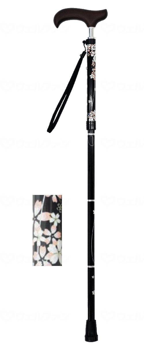 ウェルファン 夢ライフステッキ スリムネック折畳スリムタイプ(柄) ブラックチェリー 1個(ご注文単位1個)【直送品】