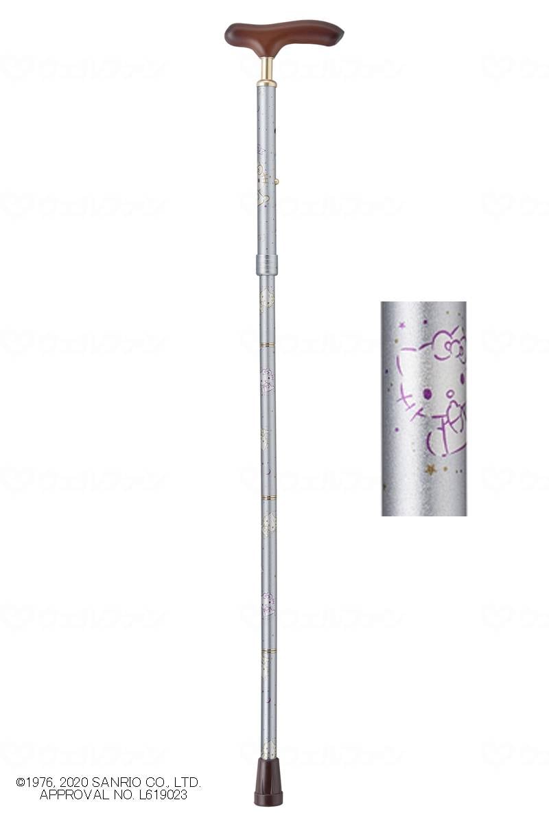 ウェルファン 夢ライフステッキ スリムネック(ハローキティ) シルバー 1個(ご注文単位1個)【直送品】