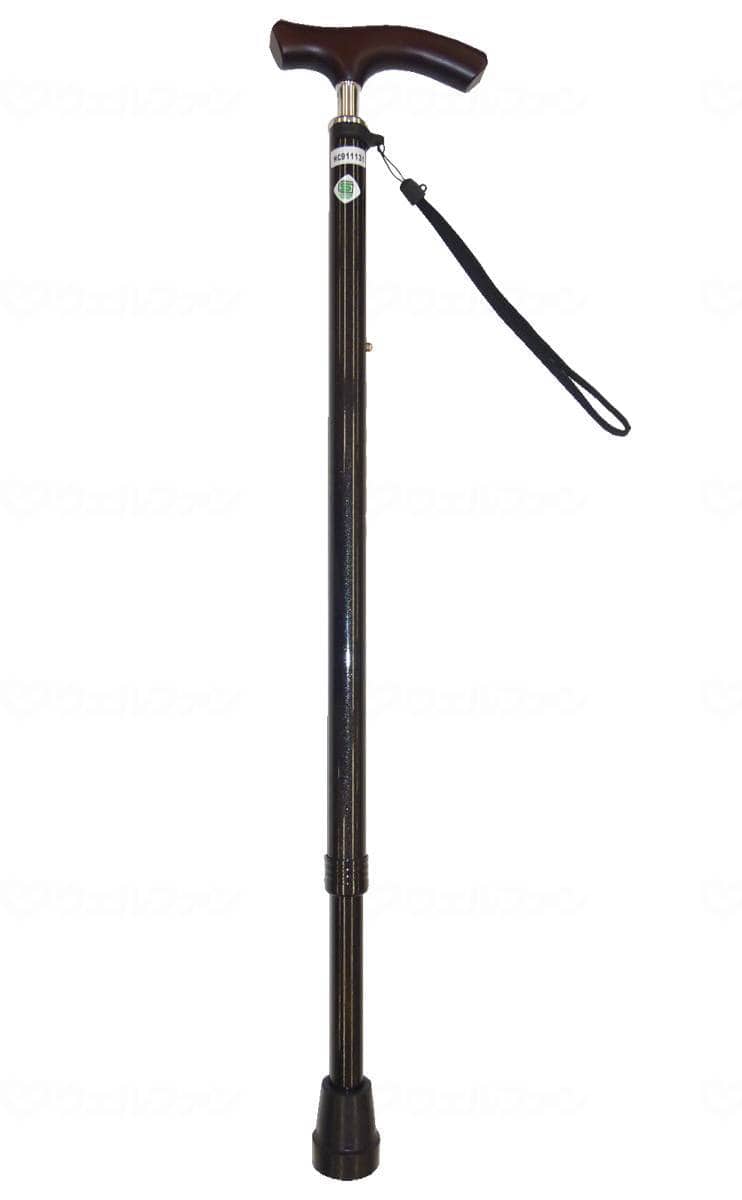 ウェルファン スリムネック伸縮杖　ベーシックタイプ ブラックラメ 1個（ご注文単位1個）【直送品】