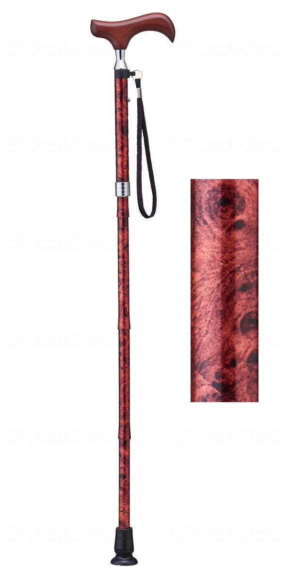 ウェルファン 愛杖Eシリーズ　折りたたみタイプ ブラウンモクメ 1個（ご注文単位1個）【直送品】