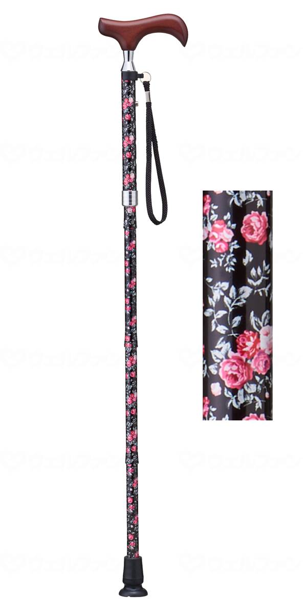 ウェルファン 愛杖Eシリーズ　折りたたみタイプ ブラックハナ 1個（ご注文単位1個）【直送品】