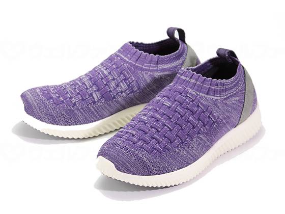 ウェルファン SaiSai ストレッチニットスニーカー WG140/パープル/L 1個（ご注文単位1個）【直送品】