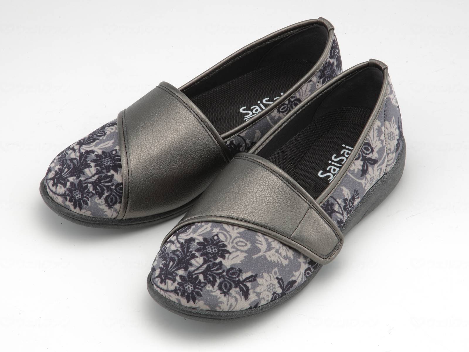 ウェルファン SaiSai フラワープリント W940/クラシックブラック/21.5cm 1個(ご注文単位1個)【直送品】