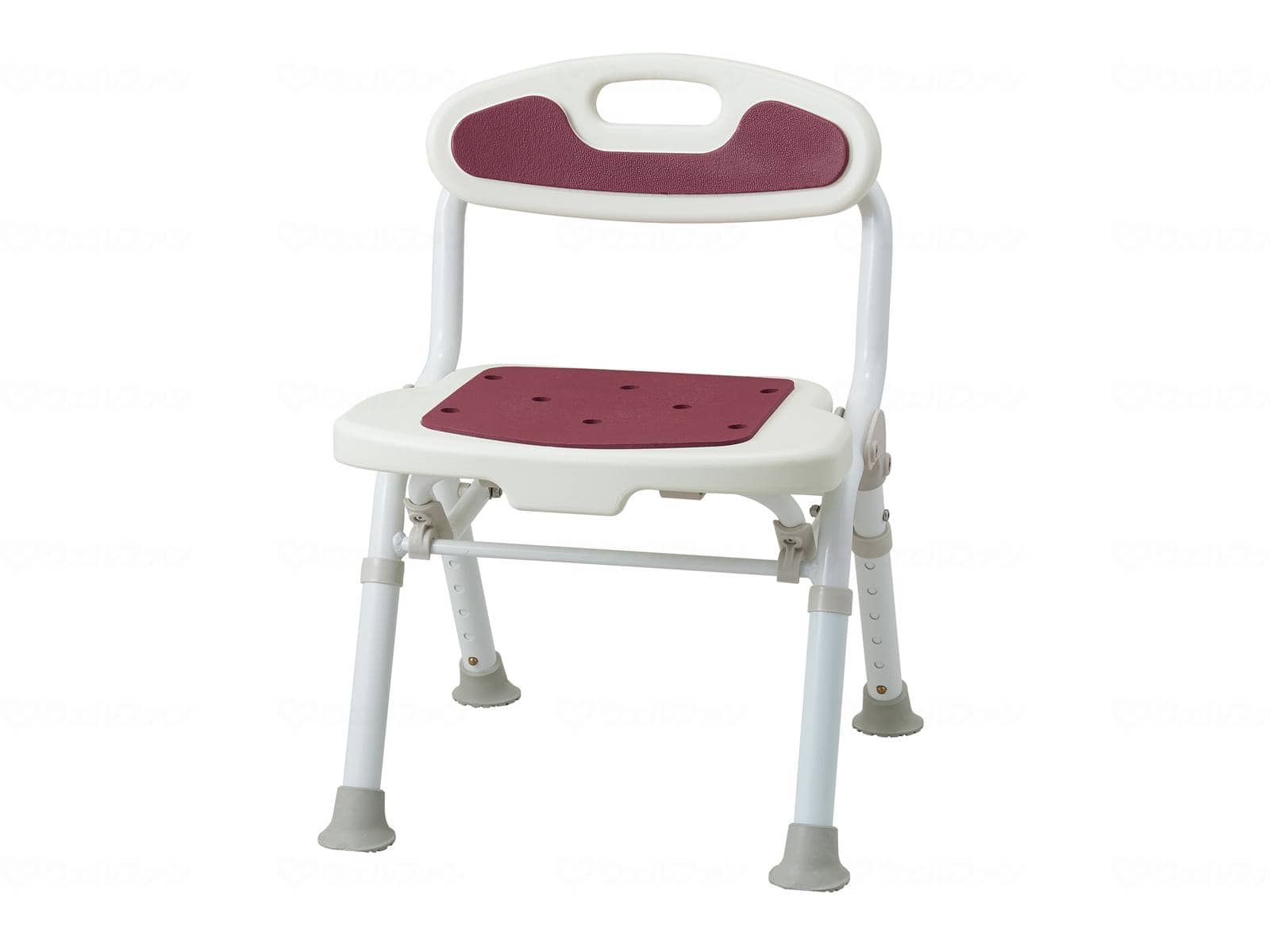 ウェルファン 福浴 折たたみコンパクトシャワーチェア/ボルドー 1個（ご注文単位1個）【直送品】