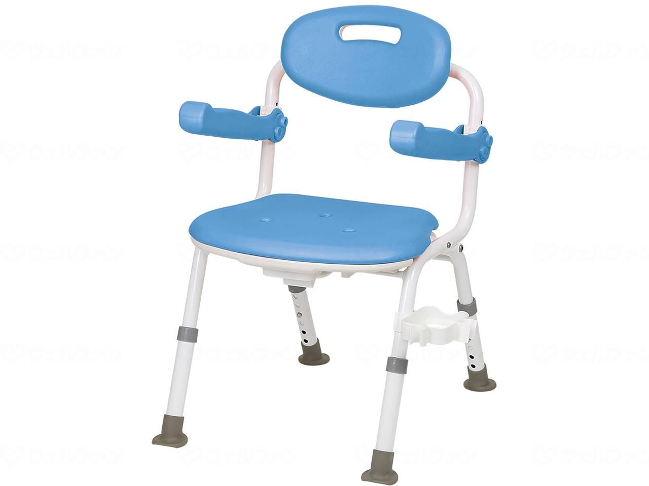 ウェルファン テイコブワンタッチ折りたたみシャワーチェア(ミドル)/ブルー 1台(ご注文単位1台)【直送品】