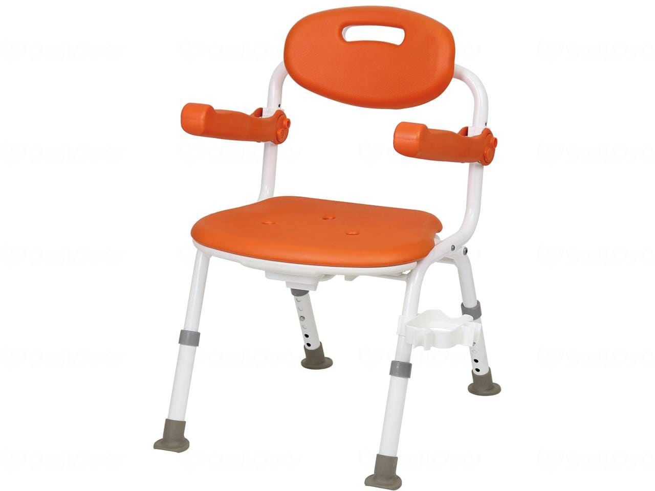 ウェルファン テイコブワンタッチ折りたたみシャワーチェア(ミドル)/レッドオレンジ 1台(ご注文単位1台)【直送品】