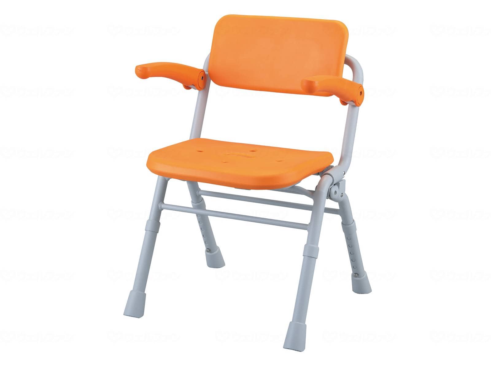 ウェルファン シャワーチェア(Air)コンパクトSPワンタッチおりたたみ/オレンジ 1台(ご注文単位1台)【直送品】