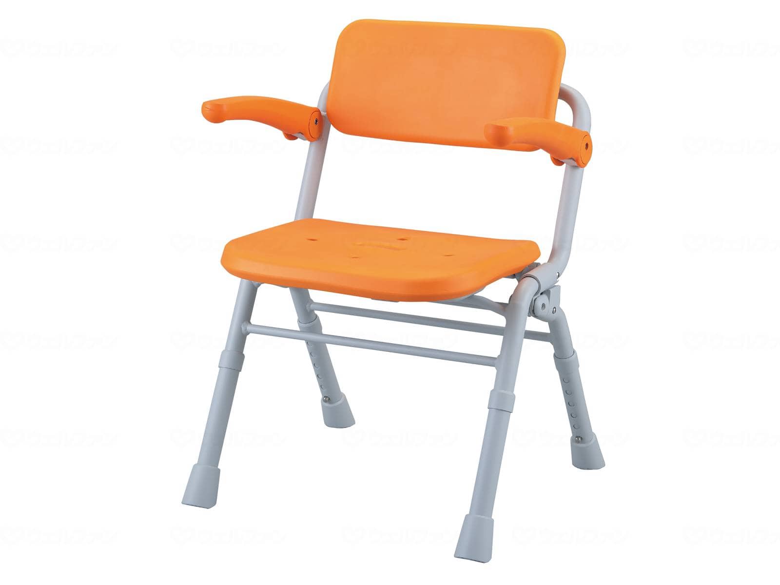 ウェルファン シャワーチェア(Air)ワイドSPワンタッチおりたたみ/オレンジ 1台(ご注文単位1台)【直送品】