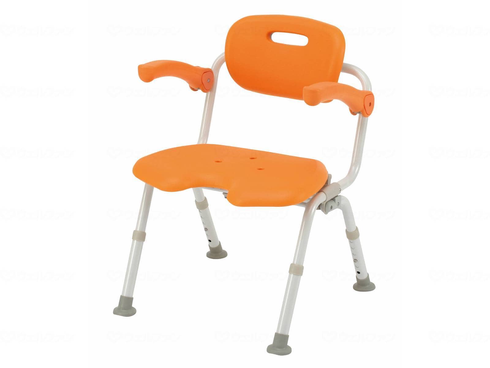 ウェルファン シャワーチェア[ユクリア]ワイドSPワンタッチおりたたみN/オレンジ/U型 1台（ご注文単位1台）【直送品】