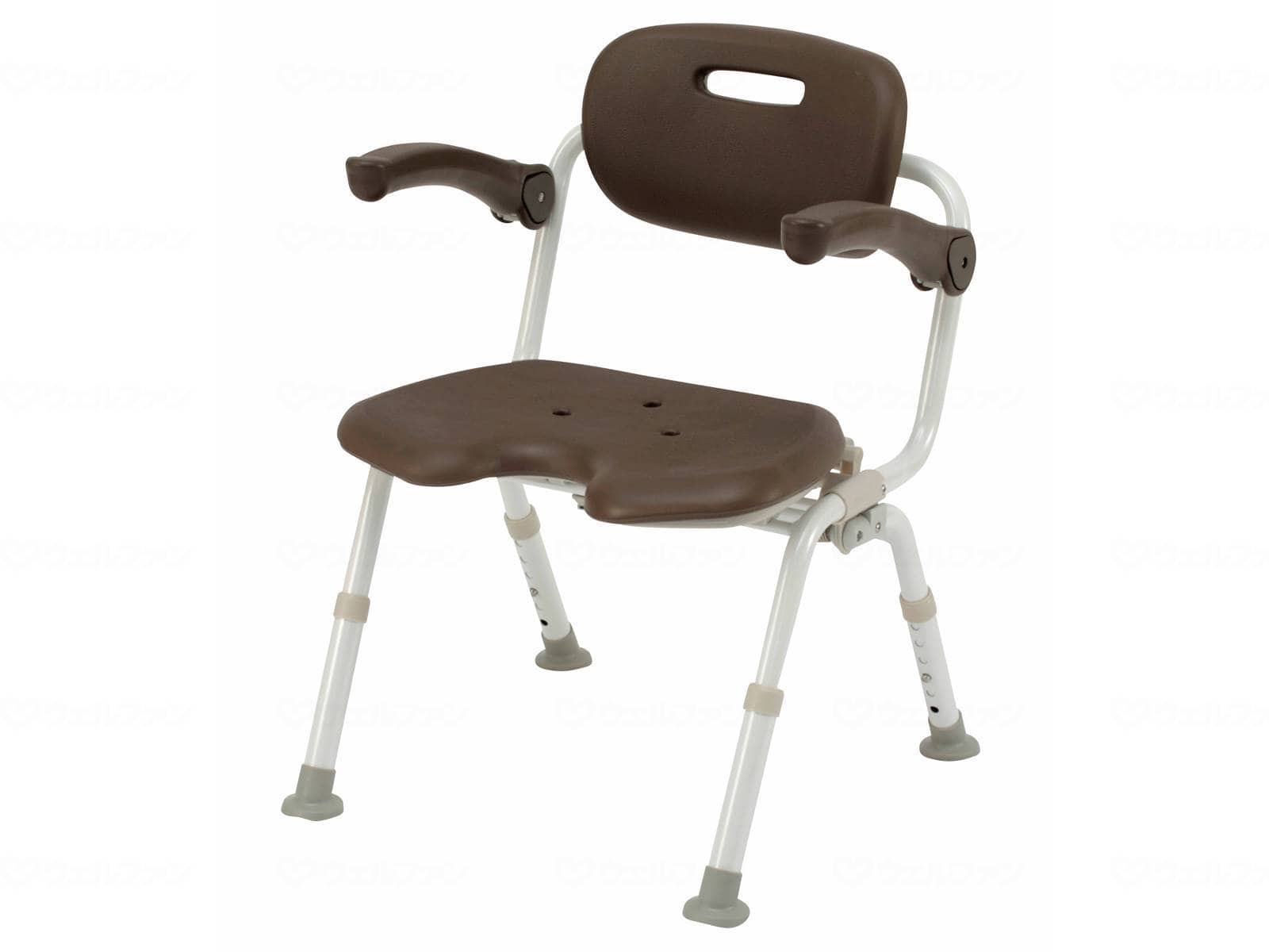 ウェルファン シャワーチェア[ユクリア]ワイドSPワンタッチおりたたみN/モカブラウン/U型 1台（ご注文単位1台）【直送品】