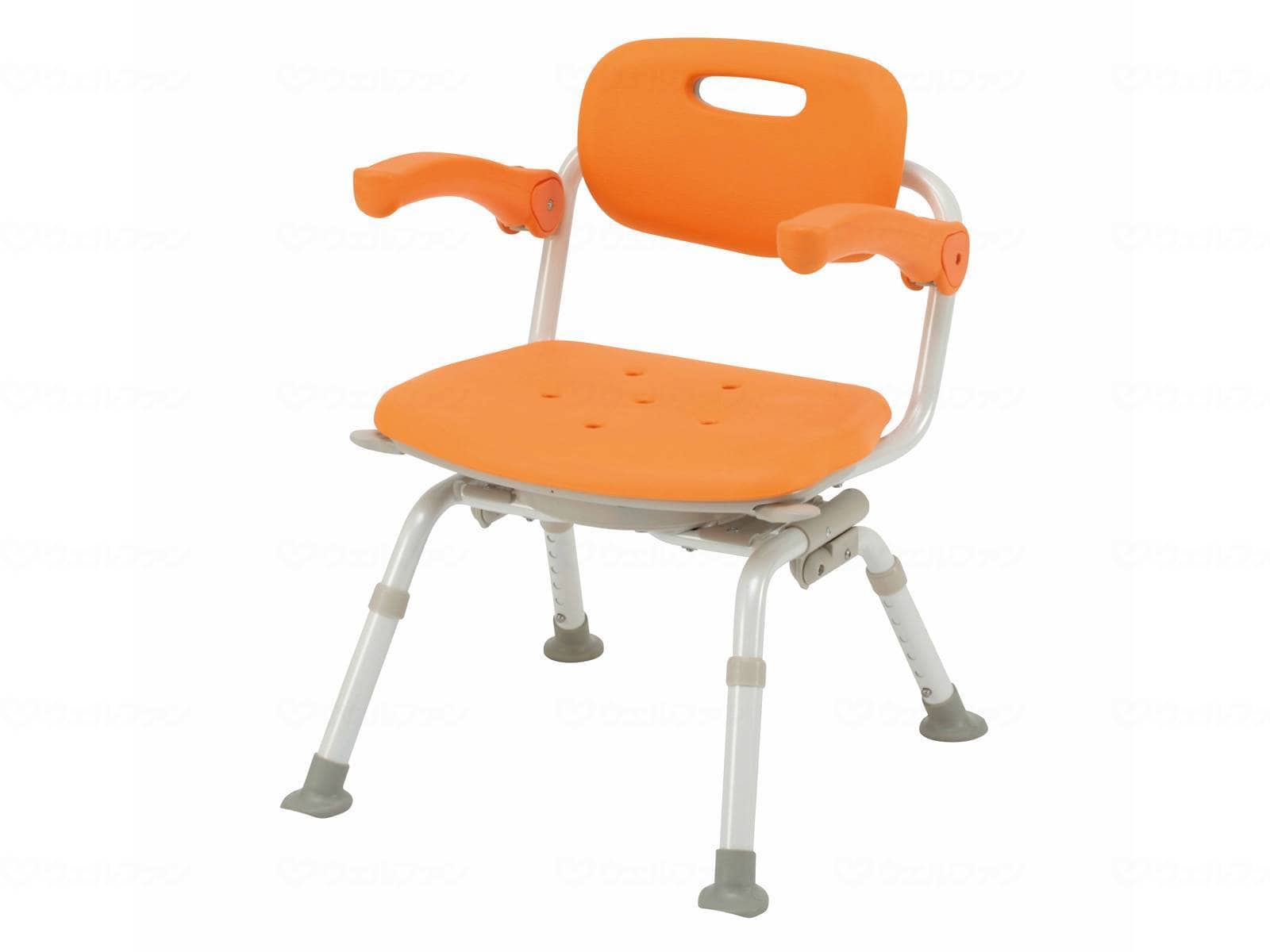 ウェルファン シャワーチェア [ユクリア] ミドルSP回転おりたたみN/オレンジ 1台（ご注文単位1台）【直送品】