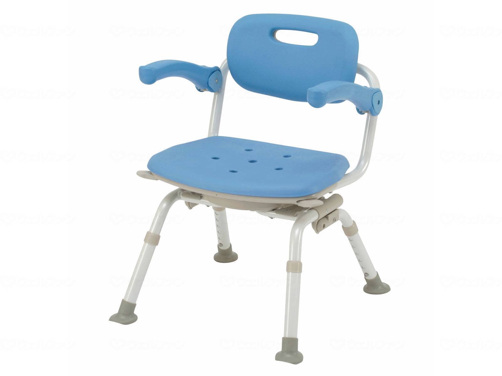 ウェルファン シャワーチェア [ユクリア] ミドルSP回転おりたたみN/ブルー 1台（ご注文単位1台）【直送品】