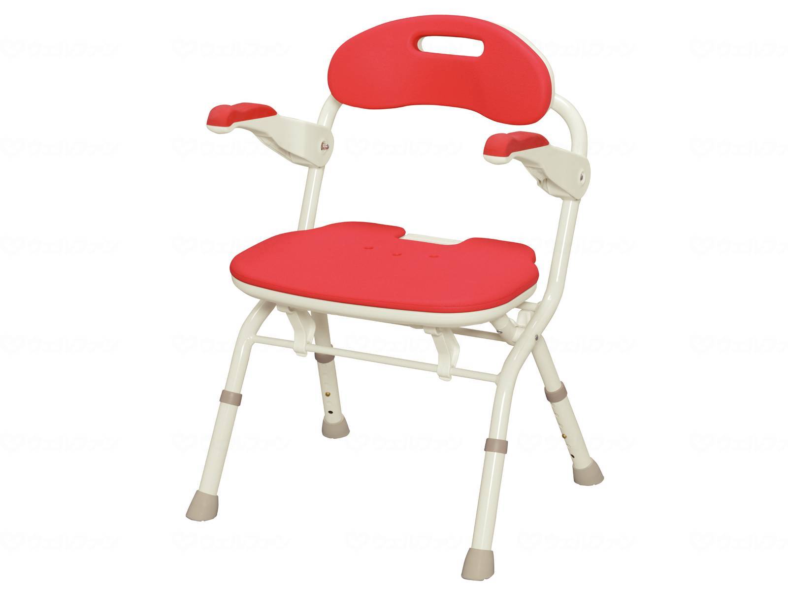 ウェルファン 折りたたみシャワーベンチ FS/レッド 1台(ご注文単位1台)【直送品】