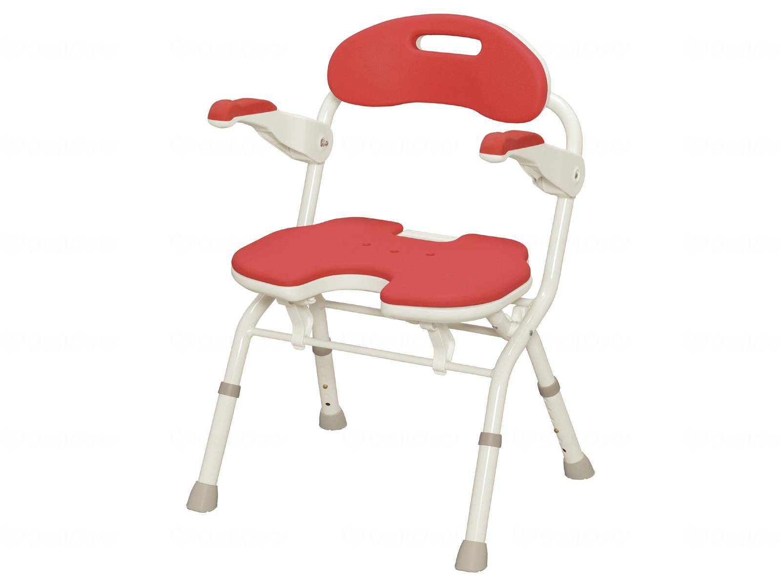 ウェルファン 折りたたみシャワーベンチ FU/レッド 1台(ご注文単位1台)【直送品】