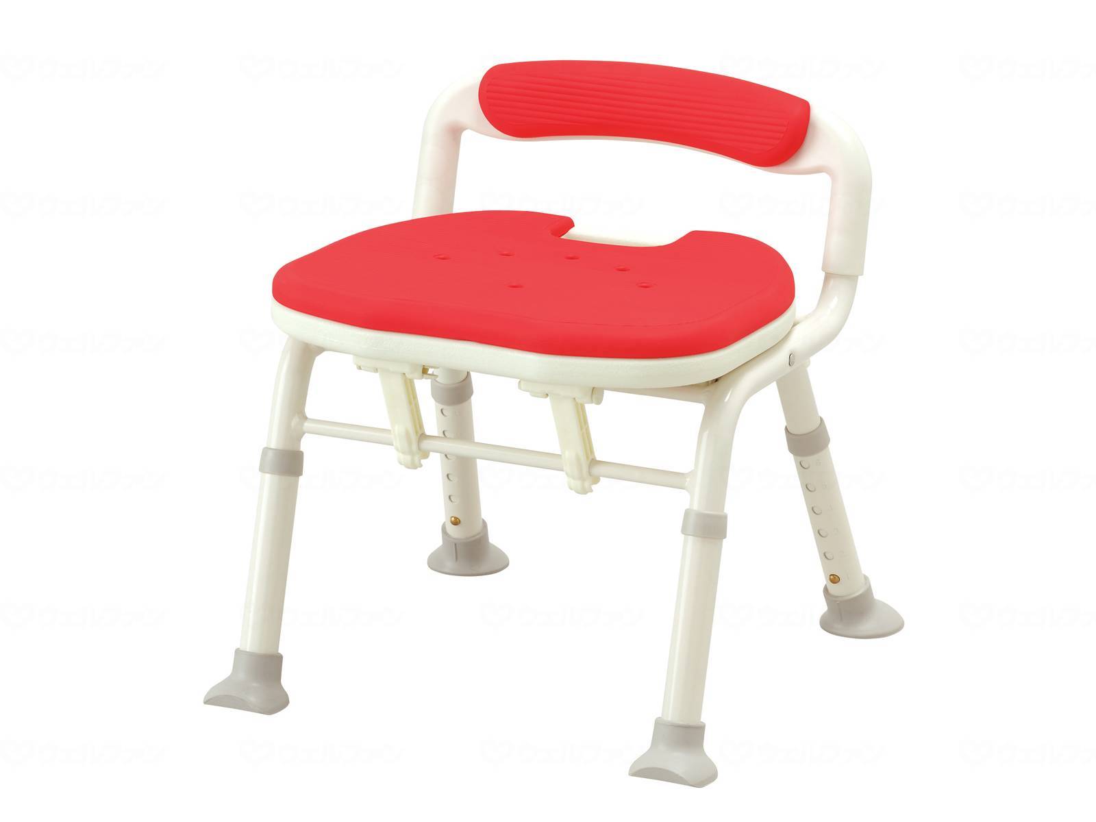 ウェルファン コンパクト折りたたみシャワーベンチIC 骨盤サポートタイプ/レッド 1台(ご注文単位1台)【直送品】