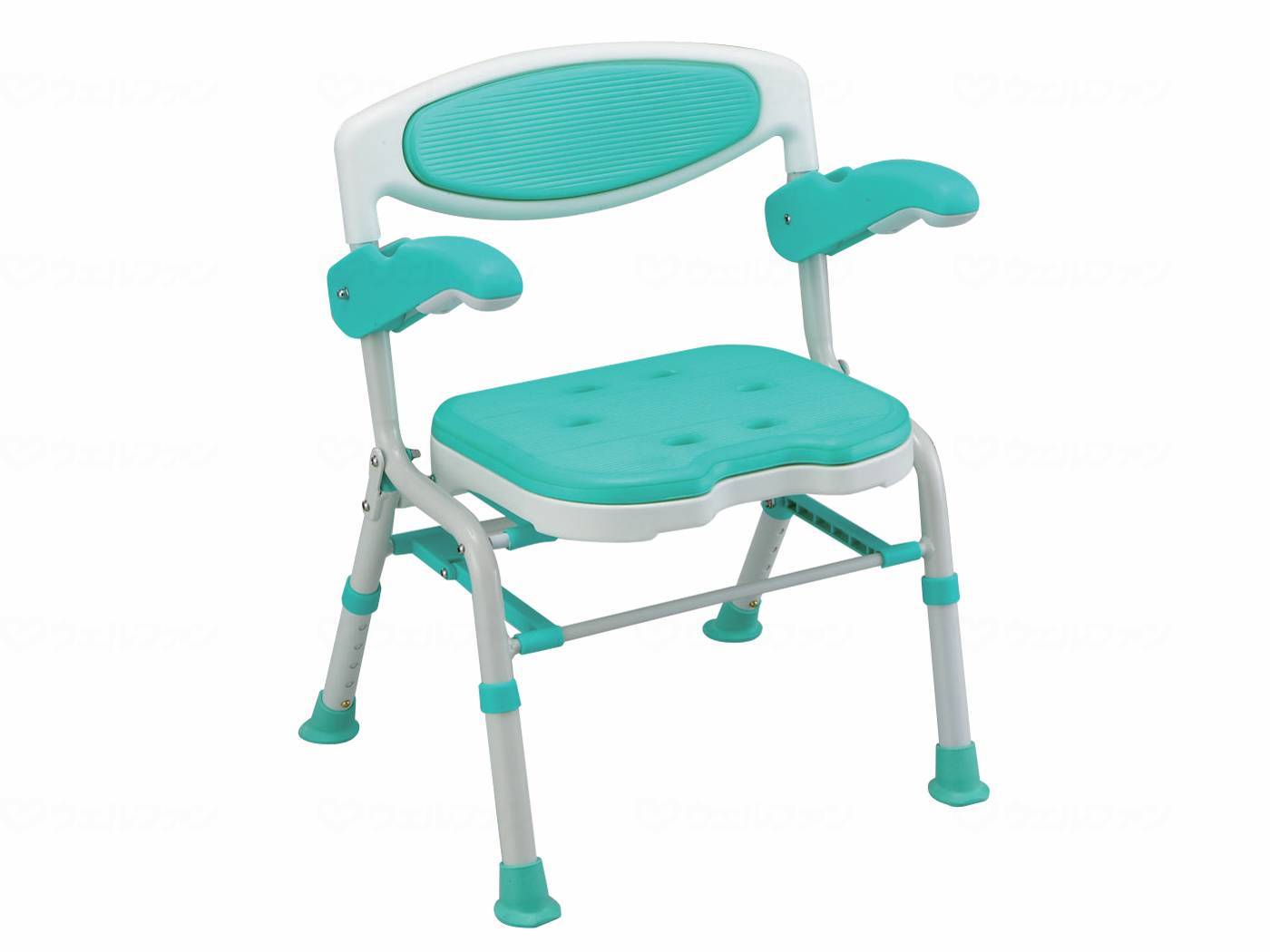 ウェルファン 折りたたみシャワーチェア 楽湯DX/グリーン 1台（ご注文単位1台）【直送品】