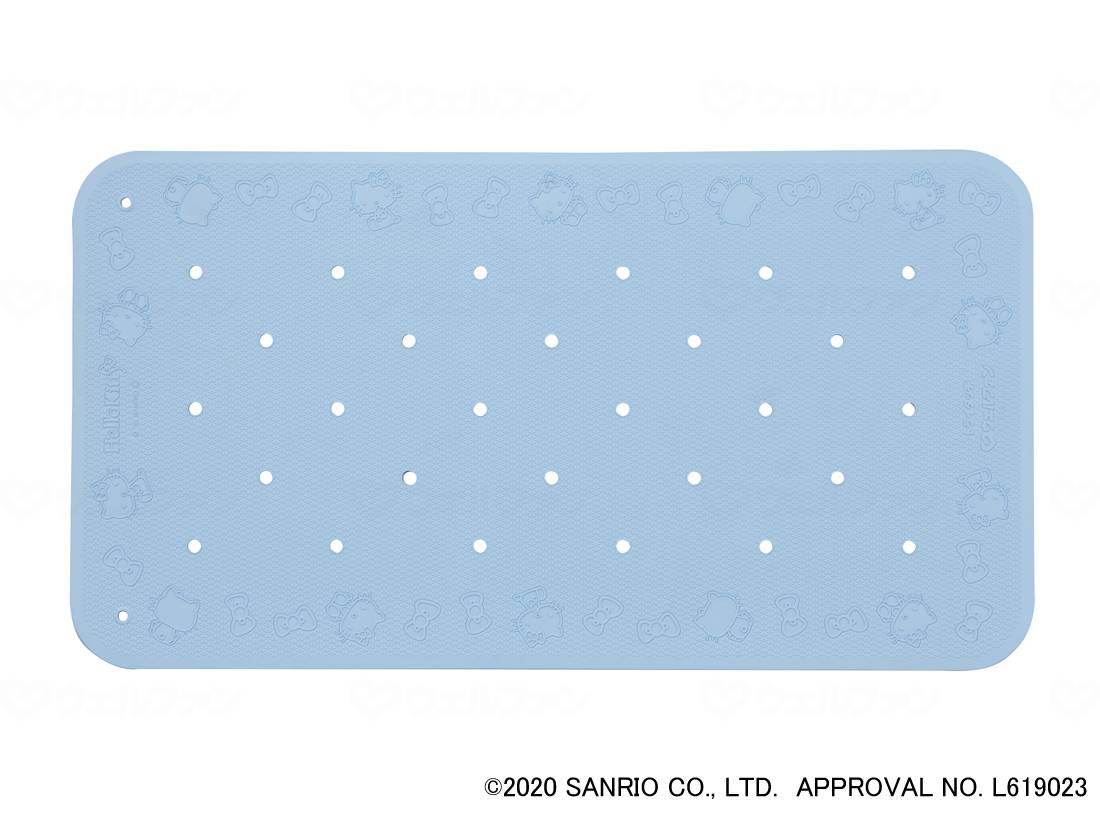 ウェルファン すべり止め入浴マット トライタッチ(ハローキティ)/ブルー/L 1枚（ご注文単位1枚）【直送品】