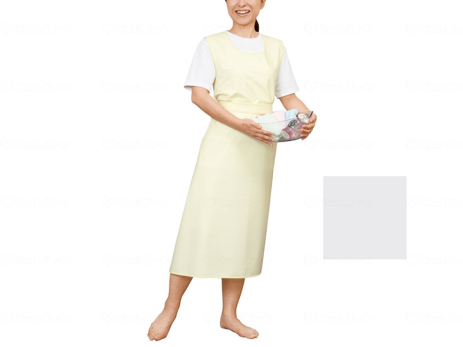 ウェルファン 入浴介助エプロン(ひもタイプ)/ホワイト/M 1枚(ご注文単位1枚)【直送品】
