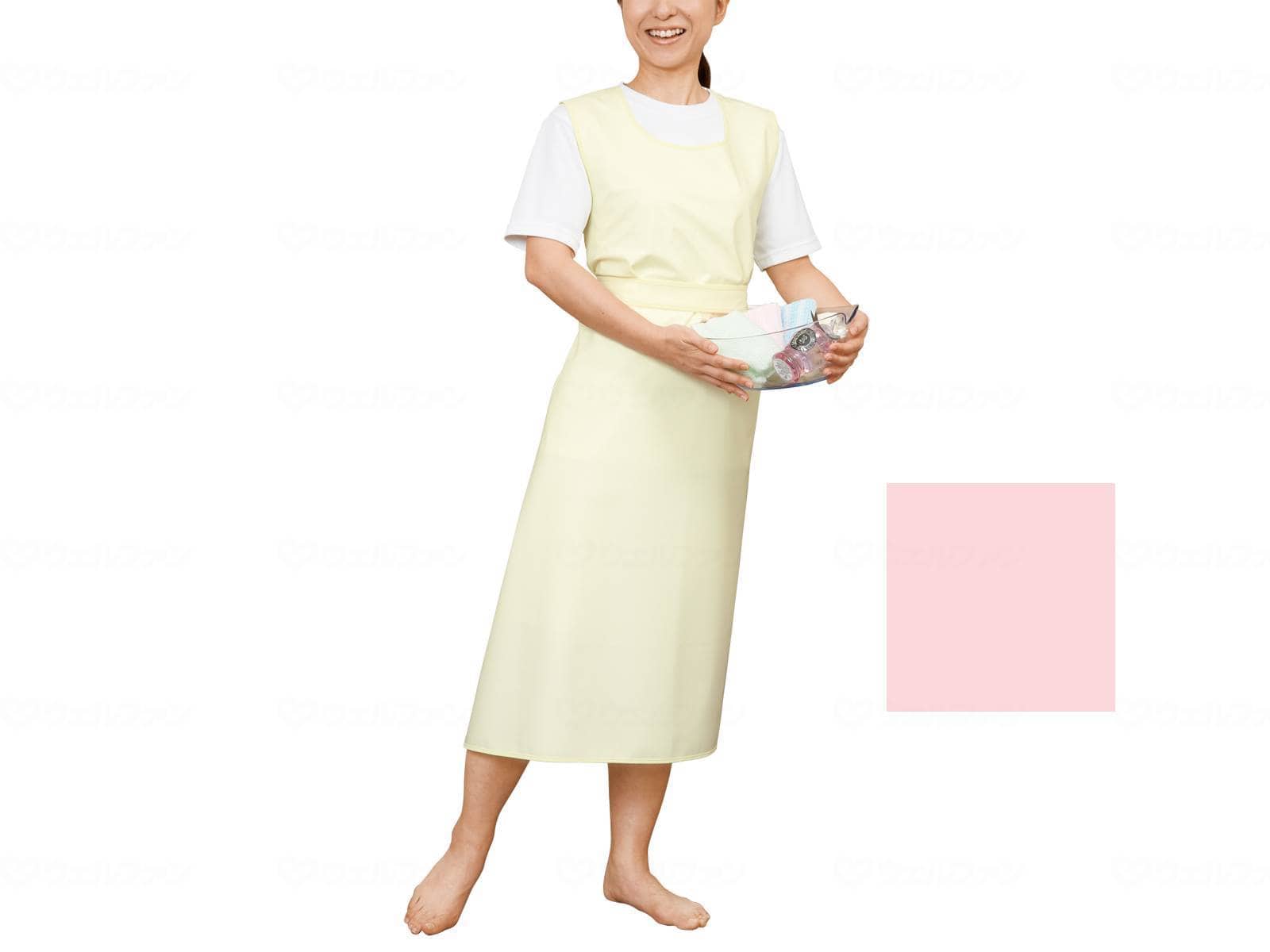 ウェルファン 入浴介助エプロン(ひもタイプ)/ピンク/LL 1枚(ご注文単位1枚)【直送品】