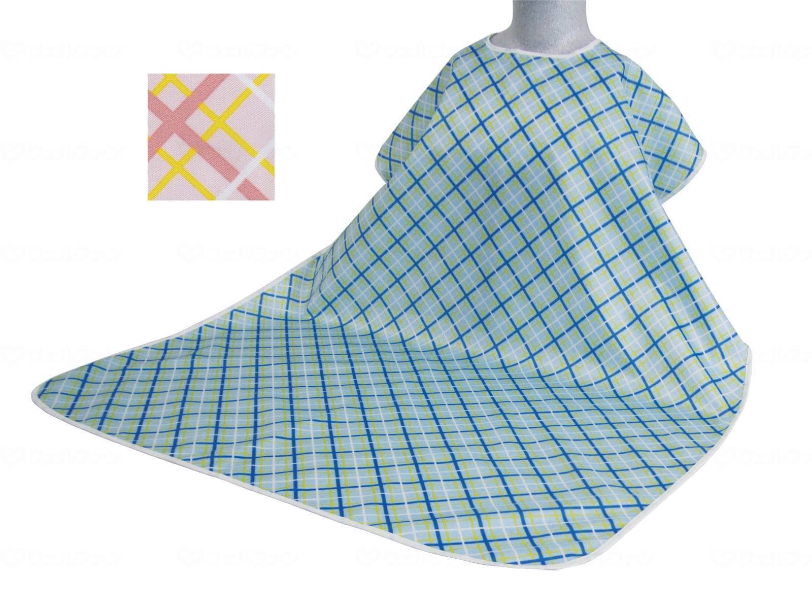 ウェルファン 食事用エプロンW/格子ピンク 1個（ご注文単位1個）【直送品】