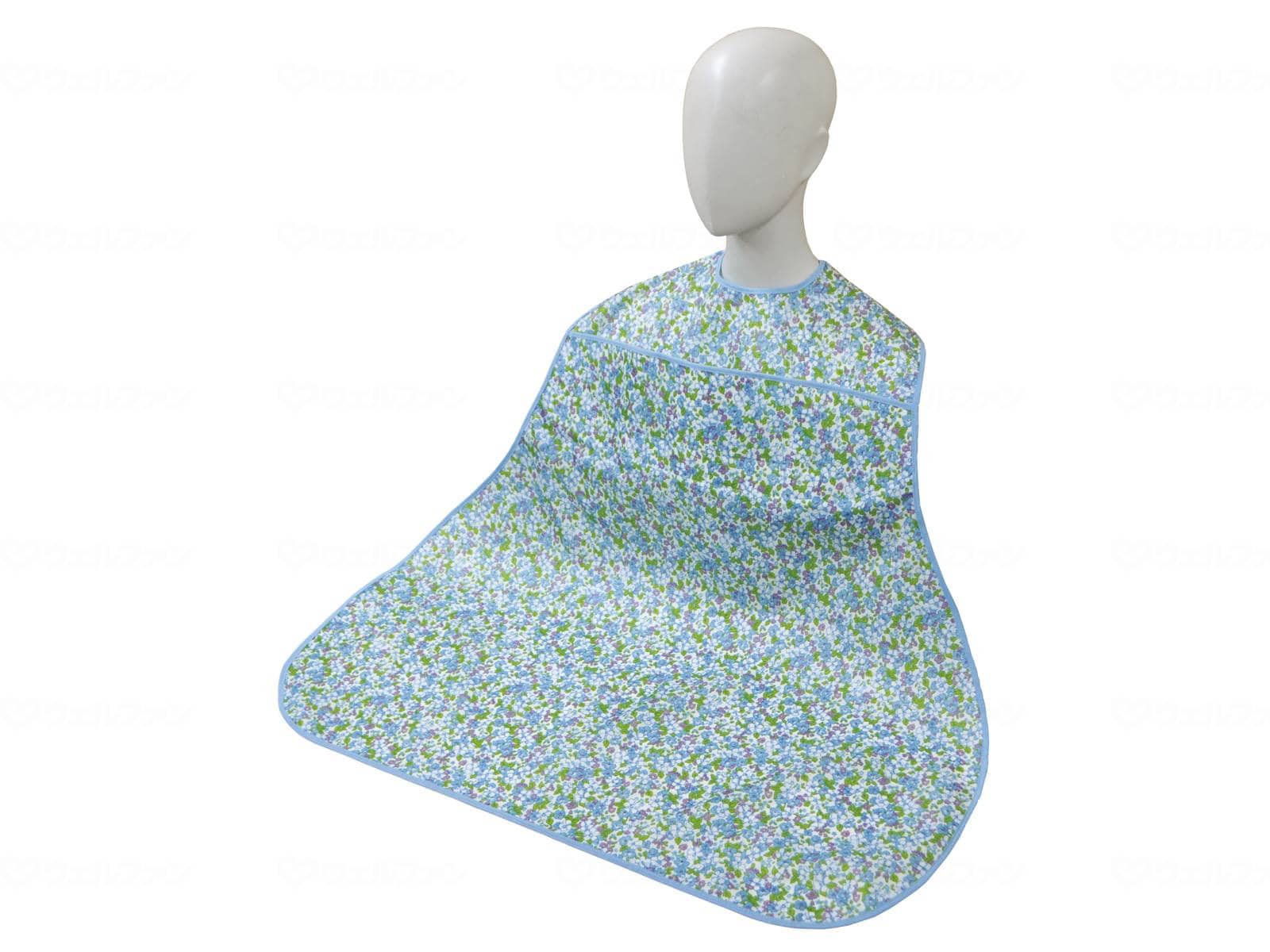 ウェルファン ディナーエプロン(ポケット付)/ブルー(小花) 1個（ご注文単位1個）【直送品】