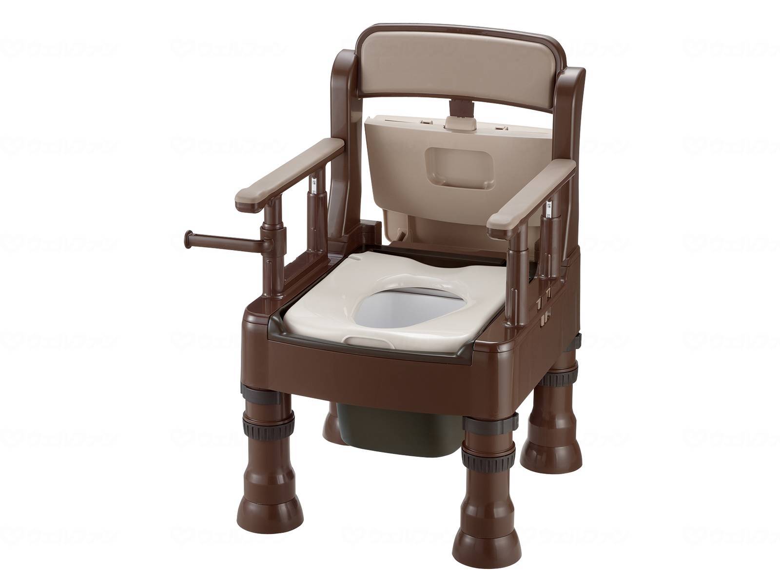 ウェルファン ポータブルトイレきらくMS型(標準便座)/ダークブラウン 1個（ご注文単位1個）【直送品】