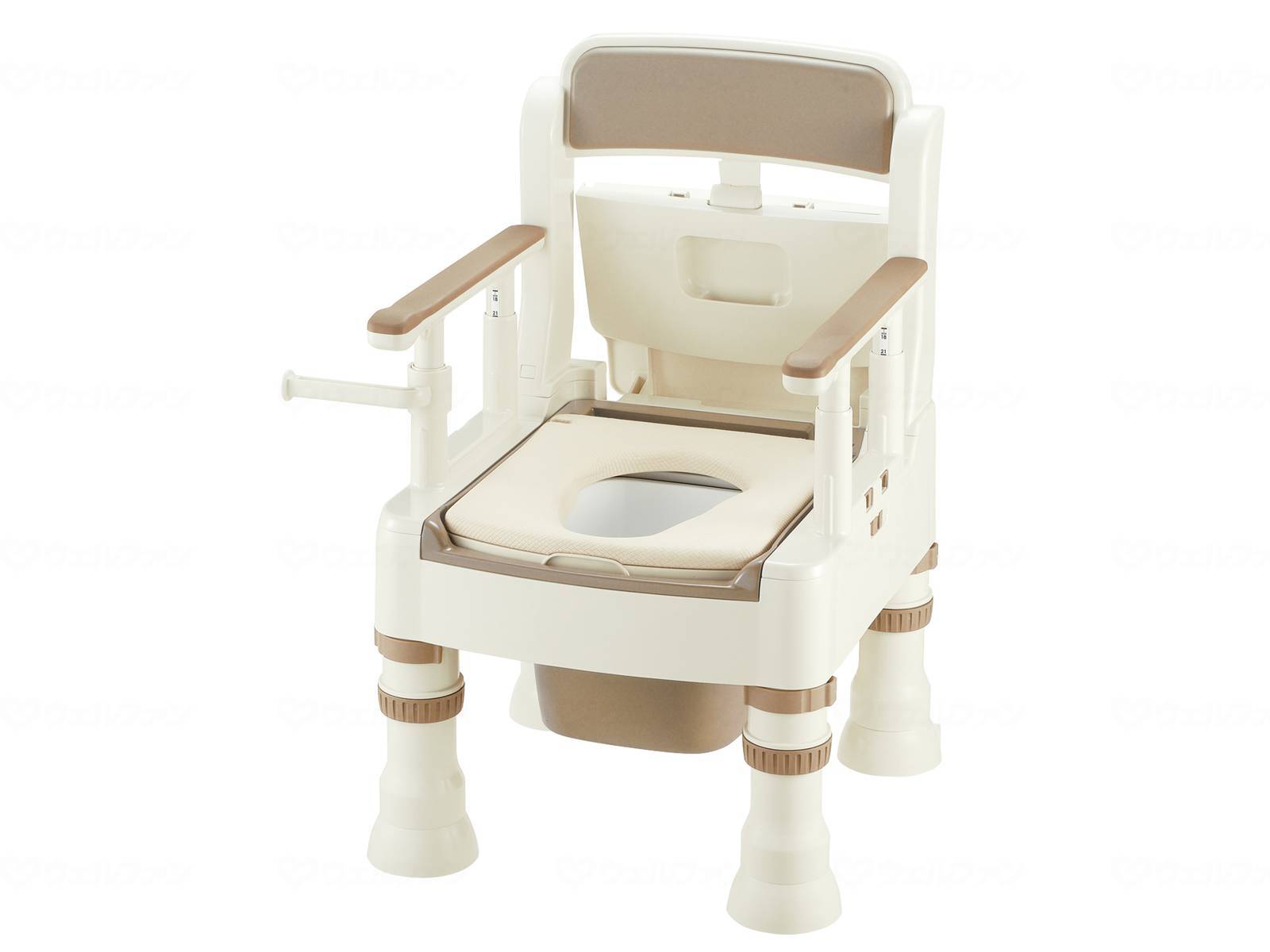 ウェルファン ポータブルトイレきらくMY型(やわらか便座)/アイボリー 1個（ご注文単位1個）【直送品】