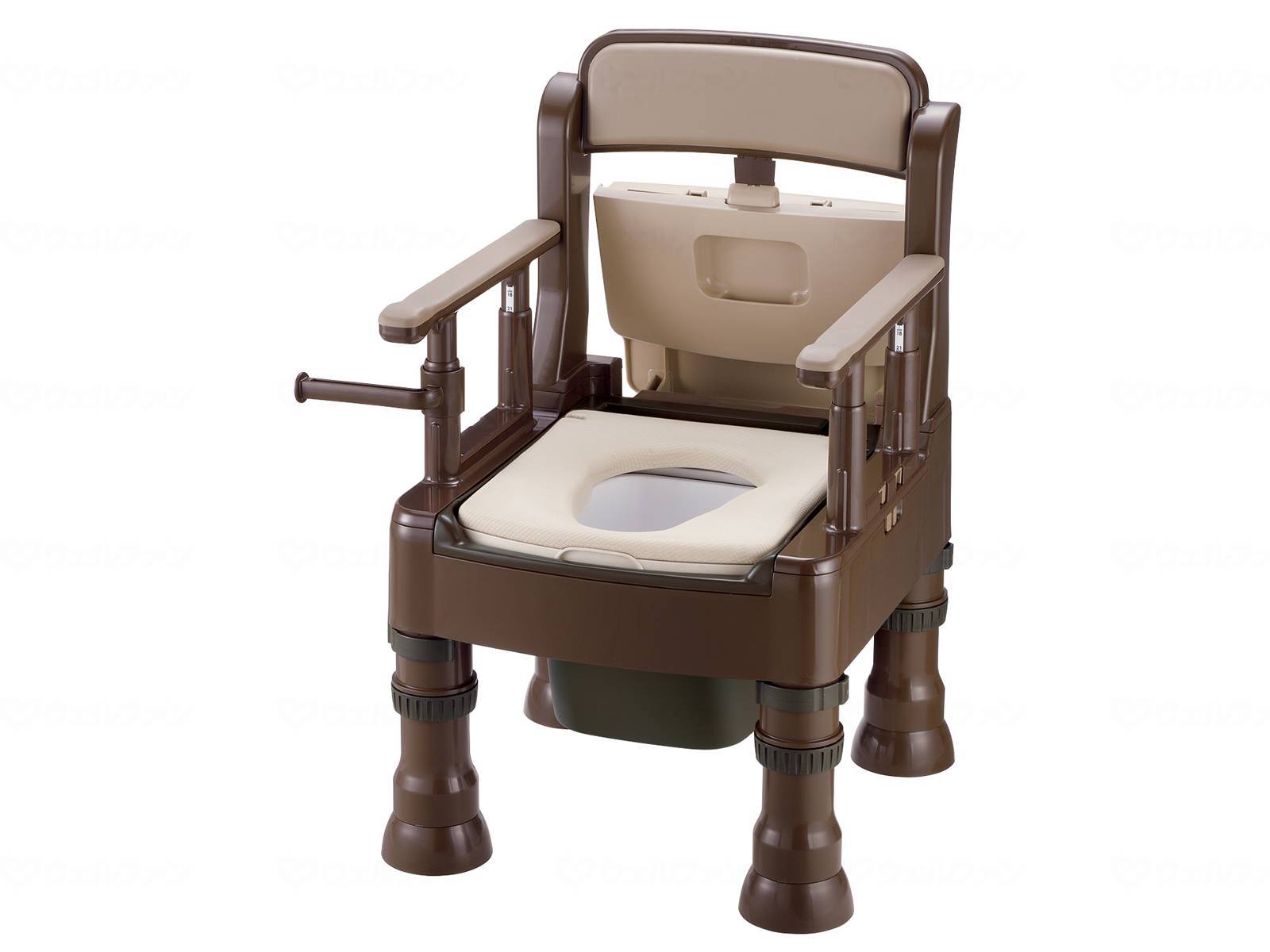 ウェルファン ポータブルトイレきらくMY型(やわらか便座)/ダークブラウン 1個（ご注文単位1個）【直送品】