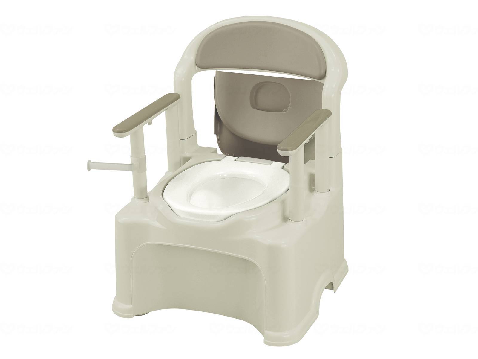 ウェルファン ポータブルトイレきらくPS2型/グレー/普通 1個（ご注文単位1個）【直送品】