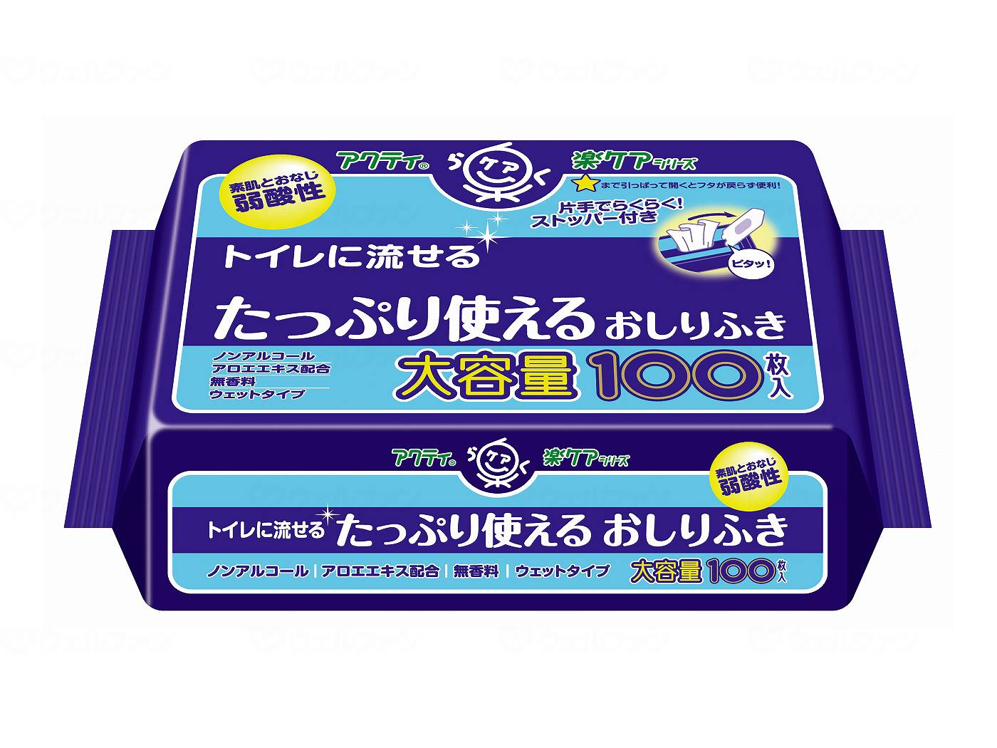 ウェルファン Tトイレに流せるタップリ使えるおしりふき 100枚/袋 1個（ご注文単位1個）【直送品】