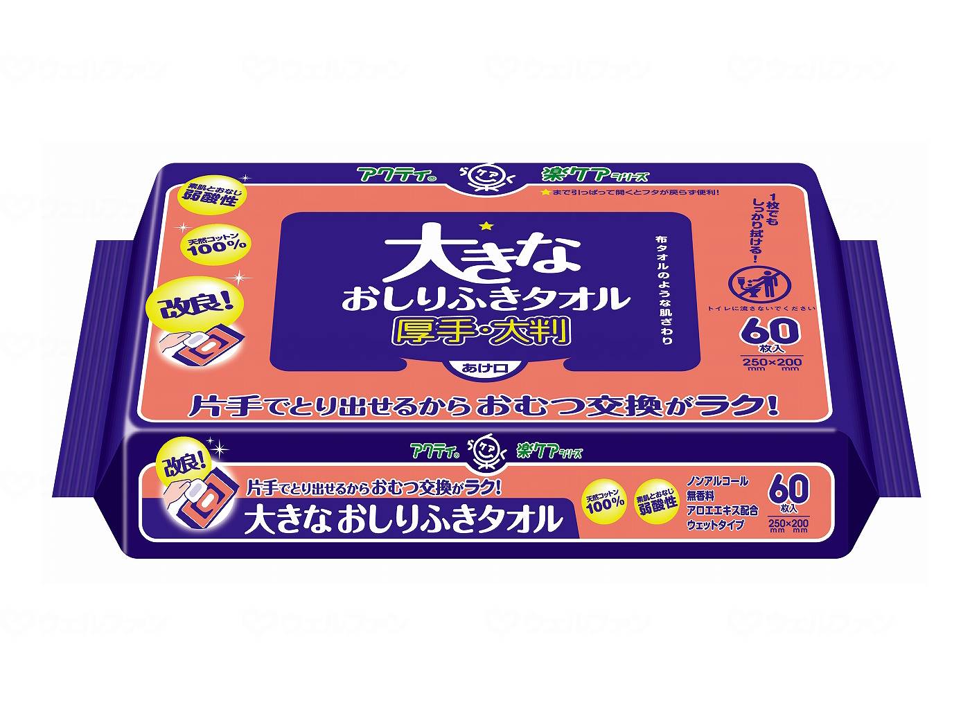 ウェルファン T大きなおしりふきタオル 60枚/袋 1個（ご注文単位1個）【直送品】