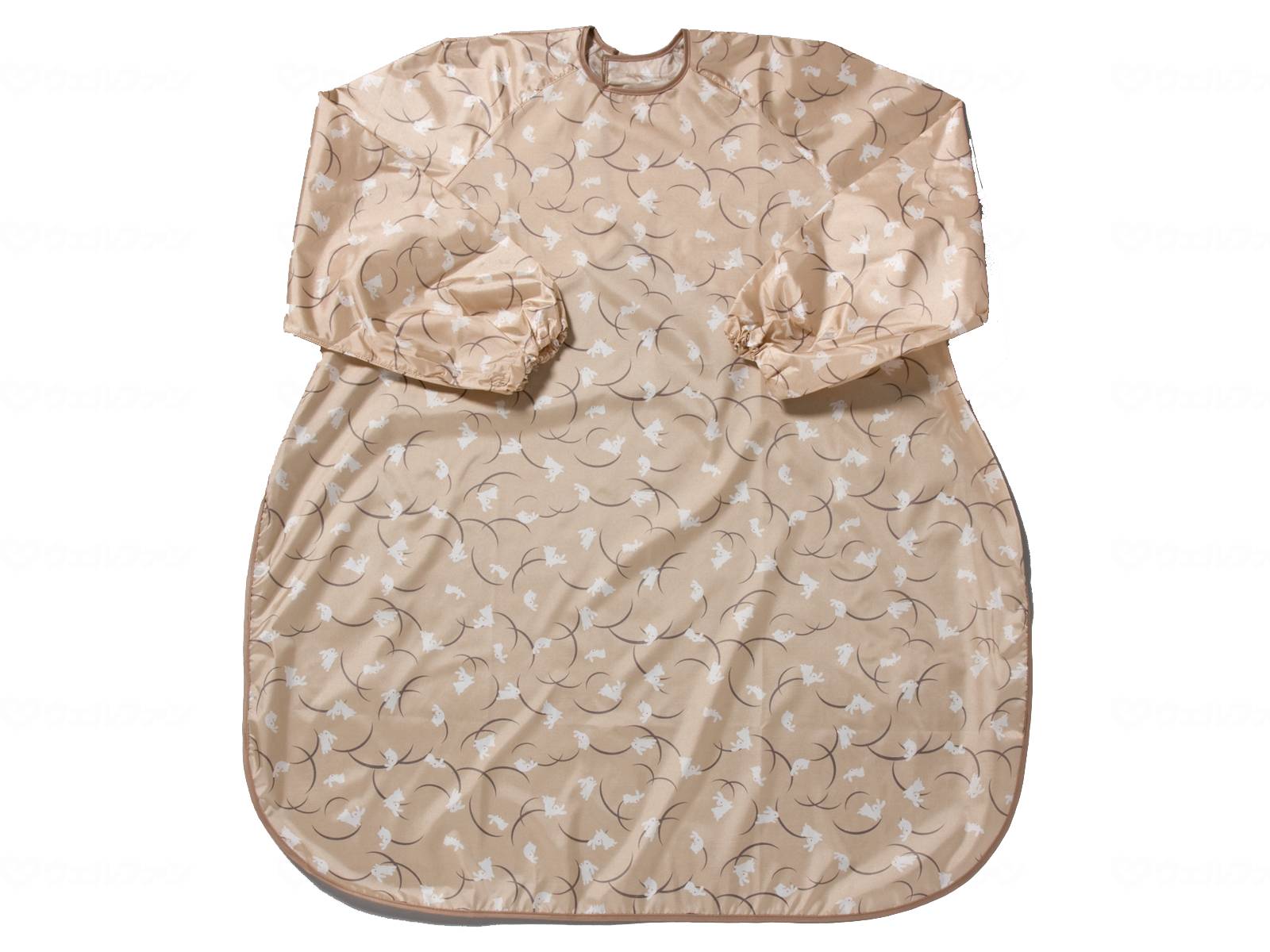 ウェルファン 食事前掛(超はっ水)袖付/和柄うさぎ きなこ 1個(ご注文単位1個)【直送品】