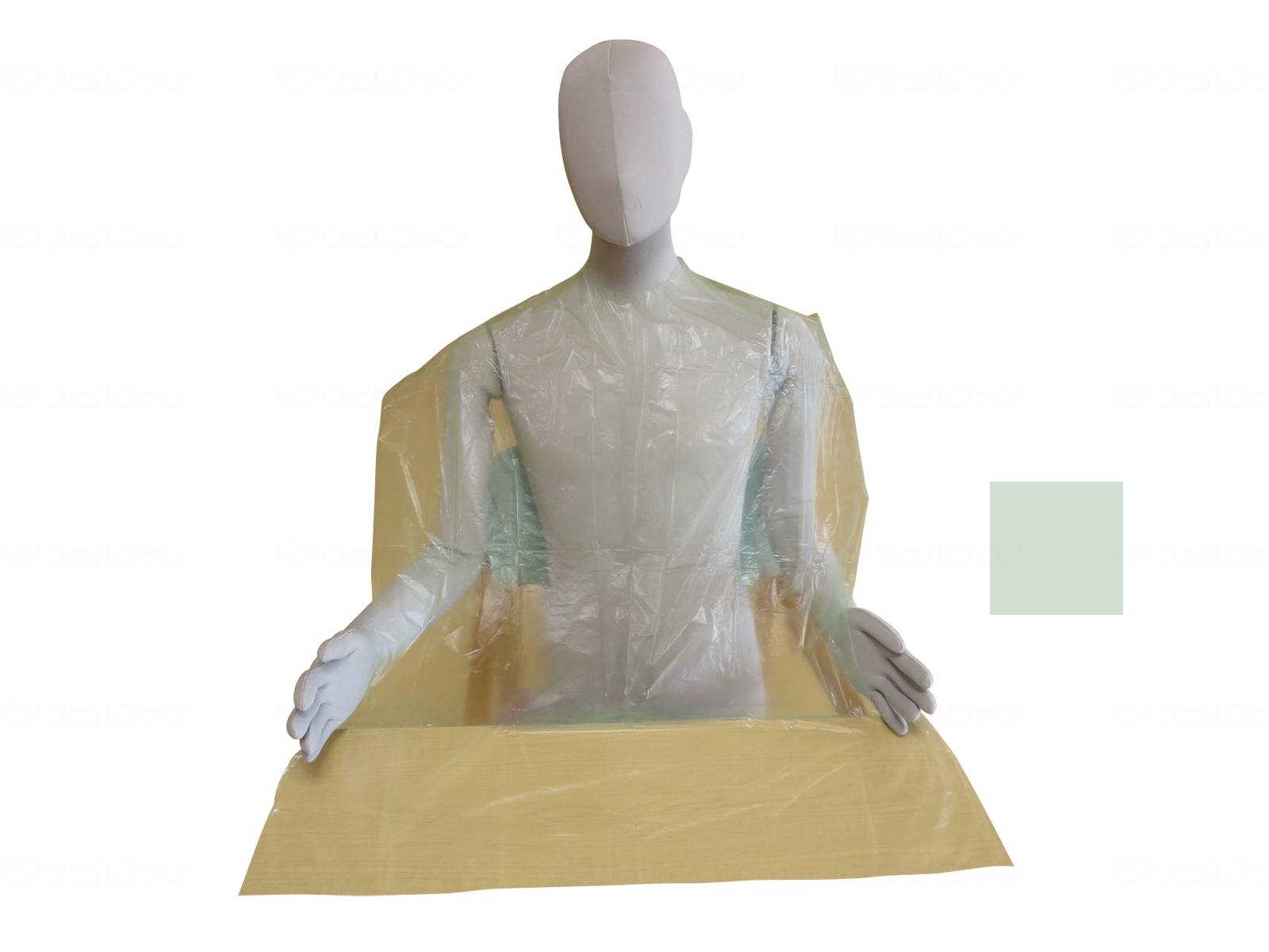 ウェルファン PE食事用エプロン/グリーン/箱 1個（ご注文単位1個）【直送品】