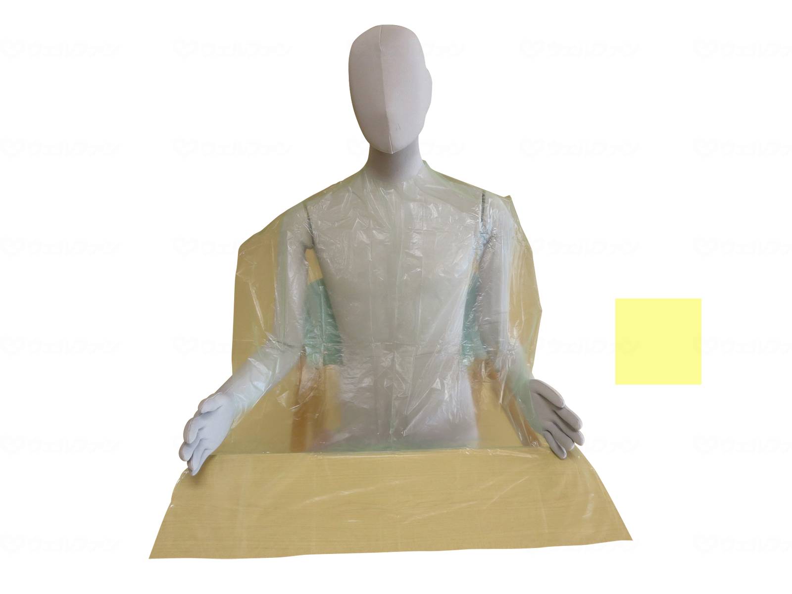 ウェルファン PE食事用エプロン/イエロー/箱 1個（ご注文単位1個）【直送品】