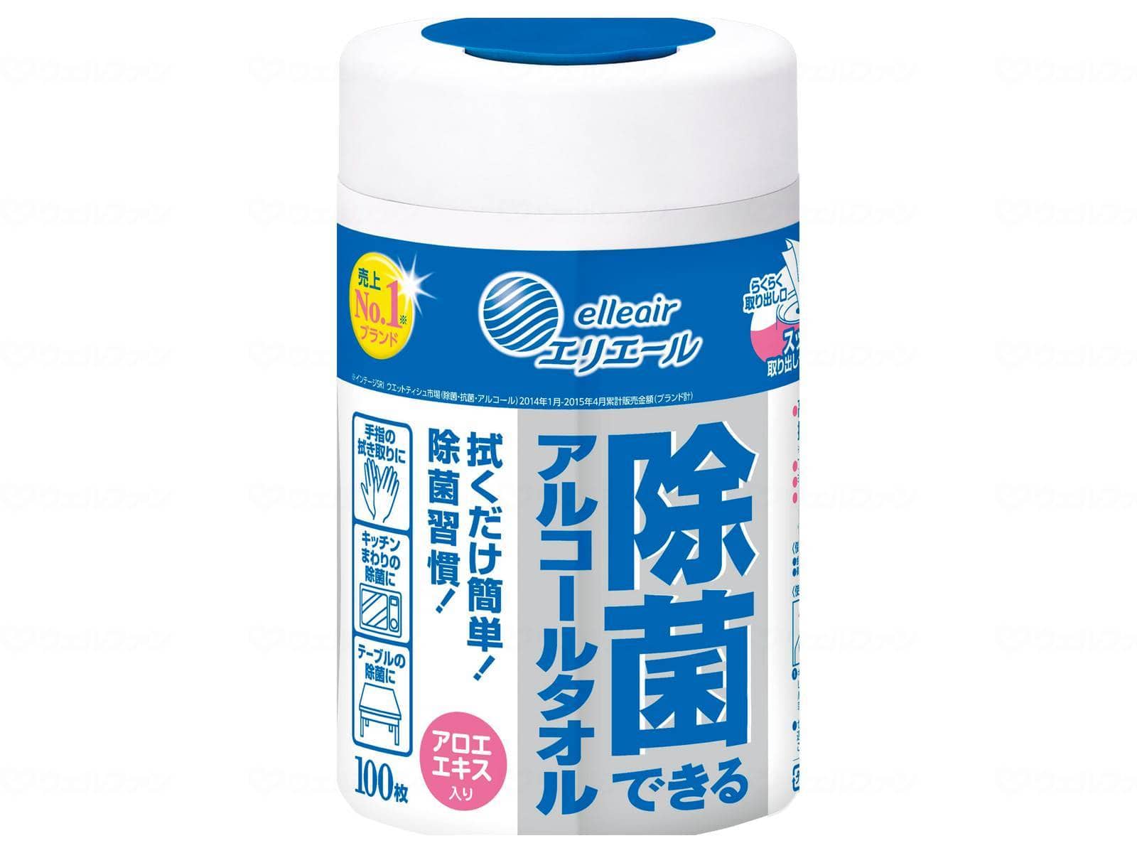 ウェルファン エリエール除菌できるアルコールタオル/パック/本体100枚入 1個（ご注文単位1個）【直送品】