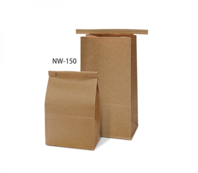 ニコノス ワイヤー付角底袋 150g クラフト NW-150 100枚/束(ご注文単位5束)【直送品】