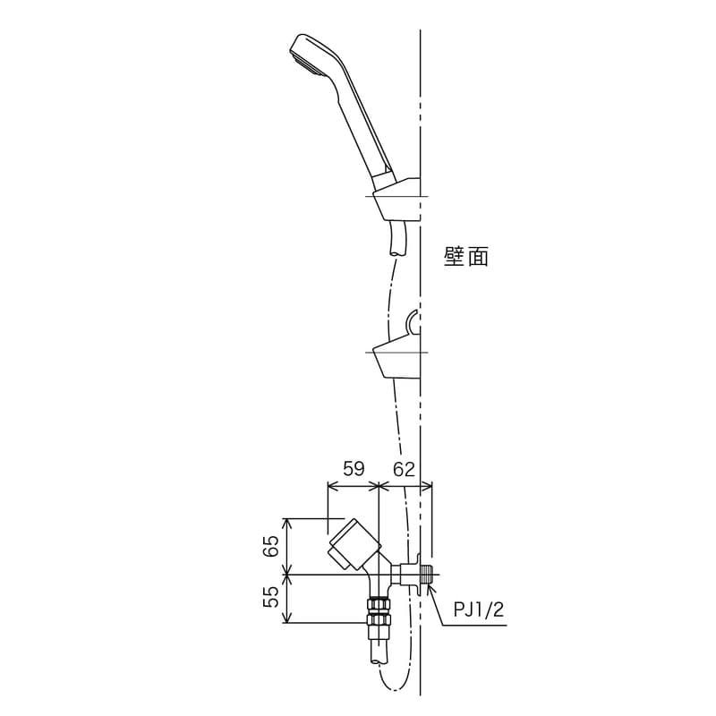 KVK 2300158 ハンドシャワー付水栓 シャワー専用 K117F 1個(ご注文単位1個)【直送品】