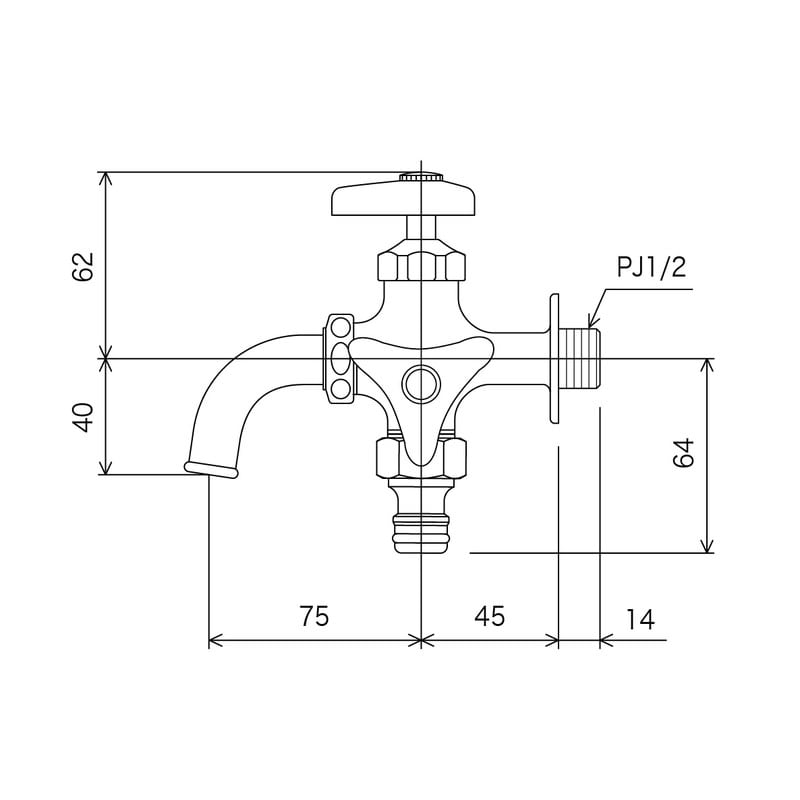 KVK 2300170 屋外ニップル付二口横水栓 K124SPJ-JAN 1個（ご注文単位1個）【直送品】