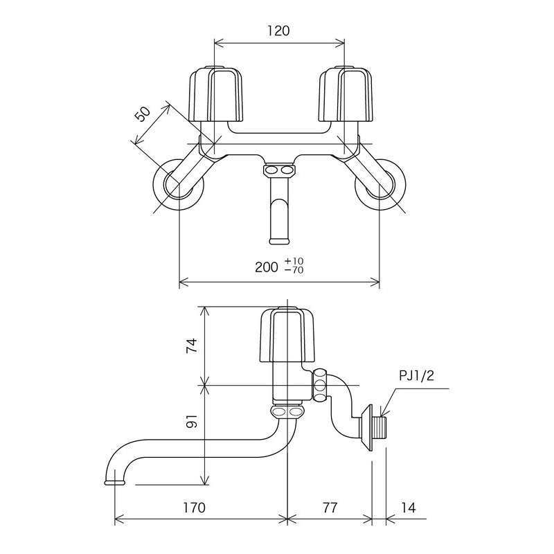 KVK 2300489 2ハンドル混合栓 KM13N2 1個（ご注文単位1個）【直送品】