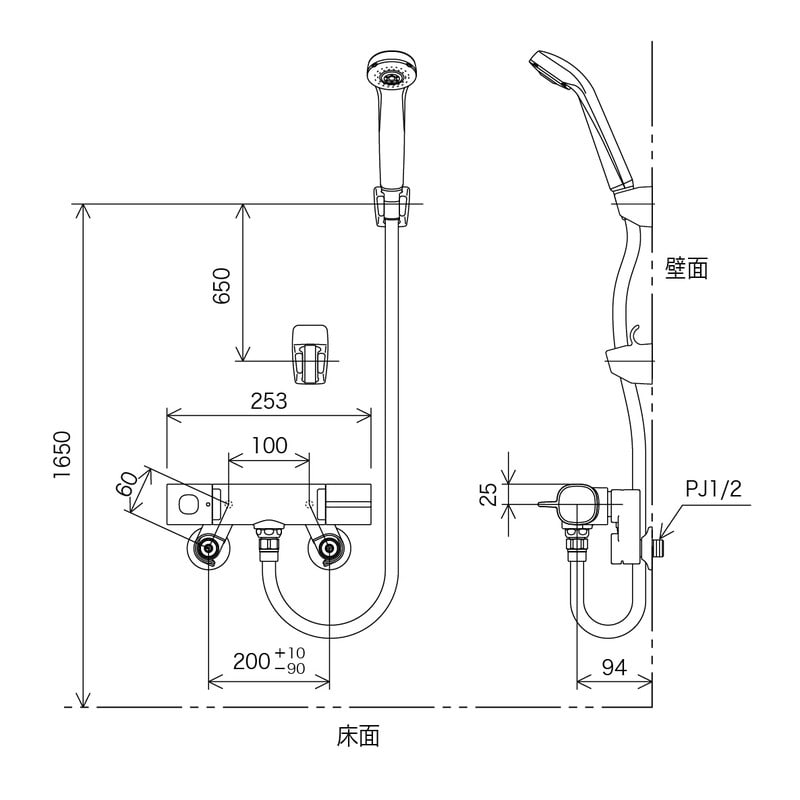 KVK 2302036 サーモシャワーシャワー専用型 FTB100KSF 1個(ご注文単位1個)【直送品】