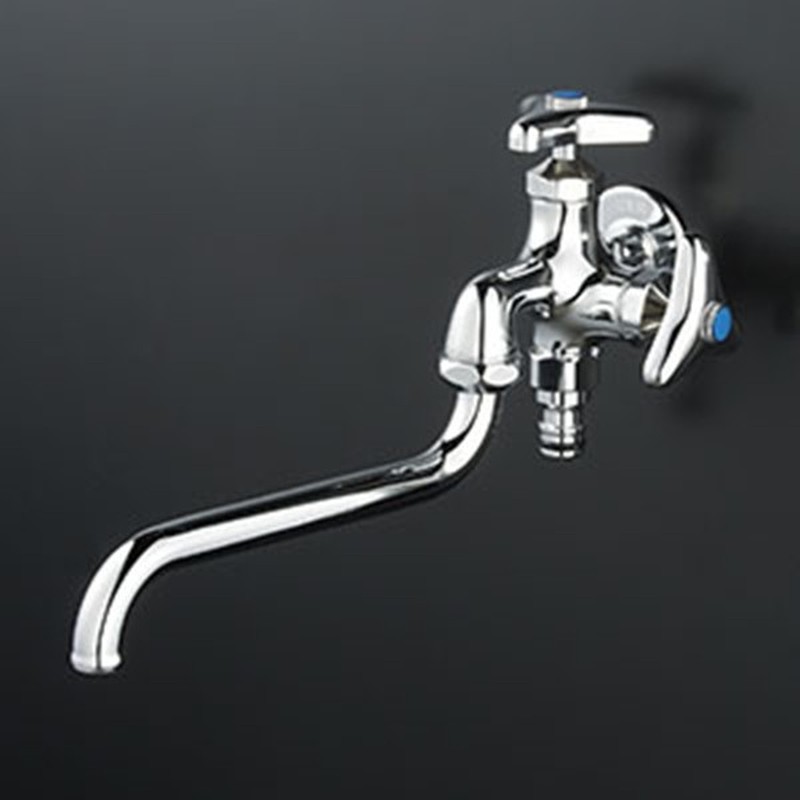 KVK 2302769 寒屋外ホース接続ニップル付二口自在水栓 K21SPZ 1個（ご注文単位1個）【直送品】