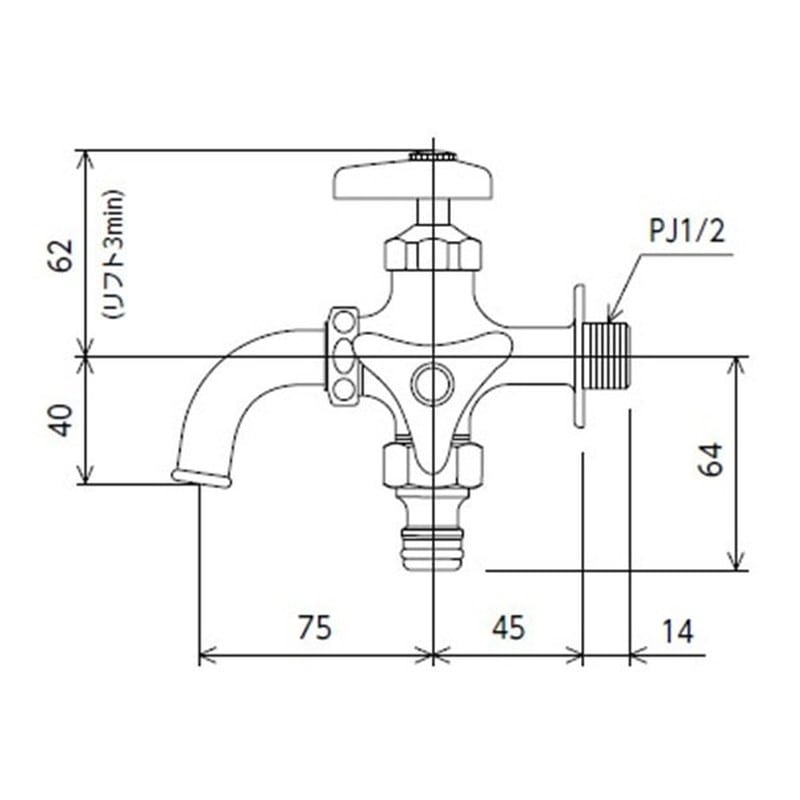 KVK 2302794 屋外ホース接続二口横水栓 K124SPJ 1個（ご注文単位1個）【直送品】