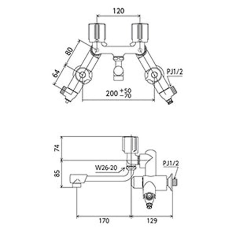 KVK 2303295 ソーラー2ハンドル混合栓併用形 KM13N2SL 1個（ご注文単位1個）【直送品】